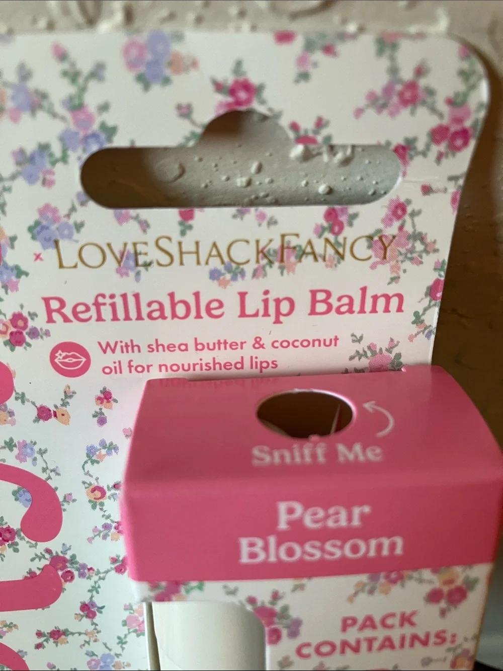 LoveShackFancy x Wild: Pear Blossom Lip Balm Case — White with Pink Floral